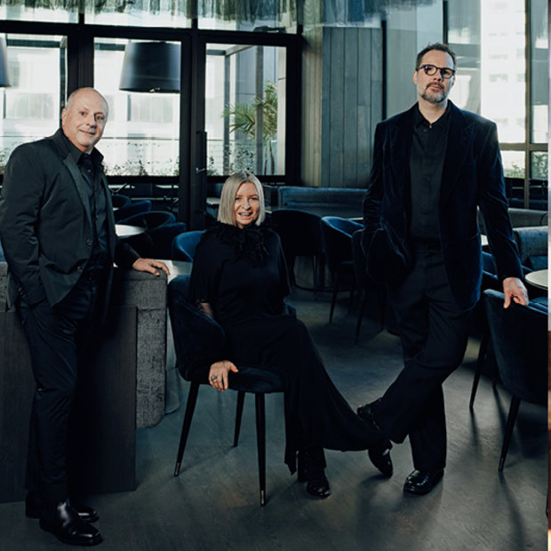 The man behind Society, Chris Lucas; chef Martin Benn and his wife, Vicki Wild at the new Melbourne dining precinct. 