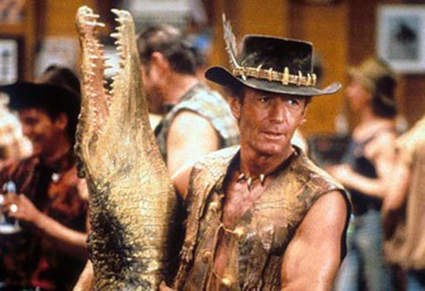 Paul Hogan with cocodile in Crocodile Dundee (Paramount/Getty)