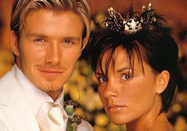 Wedding photo of David and Victoria Beckham shared on social media (David Beckham/Instagram)