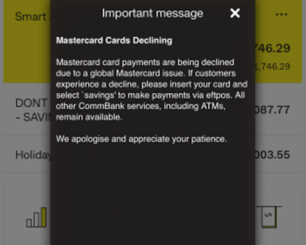 Saturday afternoon shoppers are facing issues trying to pay due to a reported outage of Mastercard.
