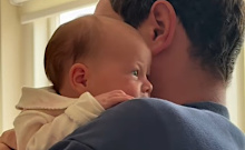 Princess Eugenie shares rare royal baby video to celebrate wedding anniversary, showing husband Jack Brooksbank cradling their newborn daughter, Adelaide.