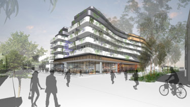 A 2019 artist impression of a proposed redevelopment of a Double Bay car park into a cinema complex and apartments