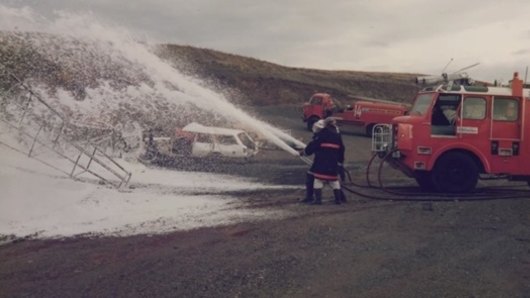 Aviation rescue and firefighting training exercises involving toxic foam at Melbourne's Tullamarine airport in 1998.