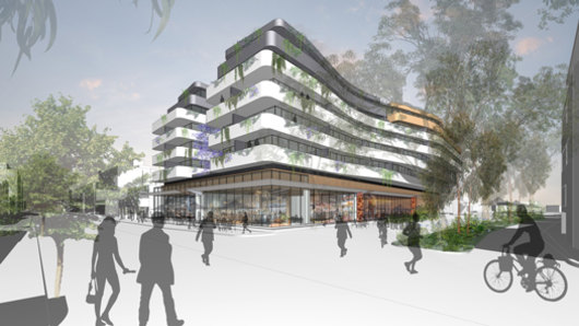 A 2019 artist impression of a proposed redevelopment of a Double Bay car park into a cinema complex and apartments