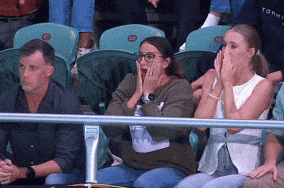 Hayley Lewis cheers on her son at the Olympic swimming trials.