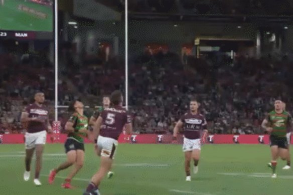 Jaxson Paulo and his moonwalk-inspired try.