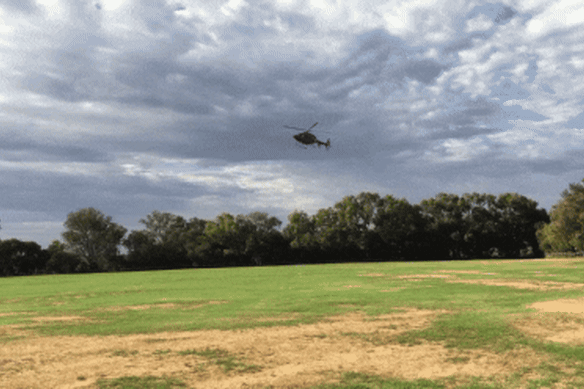 The chopper landing at the site in early 2024.