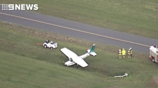 The result of the failed take-off at Archerfield Airport on Wednesday morning.