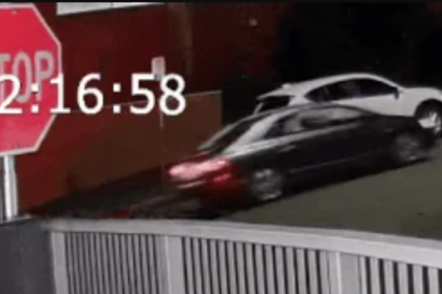 Police would also like to speak with the driver of this blue sedan, seenat 10.16pm on Carroway Street at the intersection with Victoria Park Road.