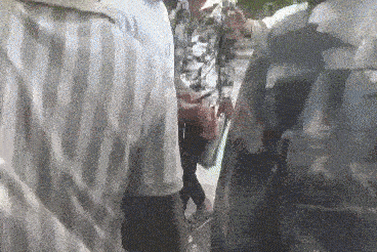 Footage shows the sole survivor of the Air India flight walking down the street in Ahmedabad in the aftermath of crash.