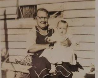 Joey Warren with his grandmother in 1944.