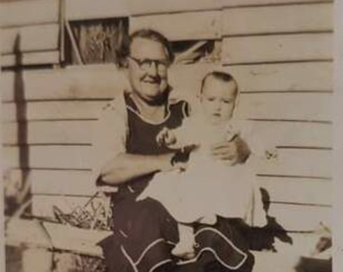 Joey Warren with his grandmother in 1944.