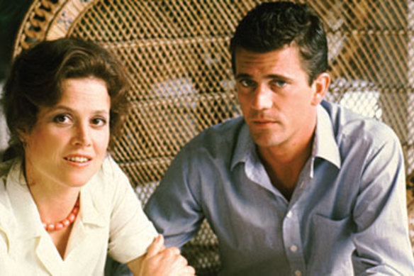 Sigourney Weaver and Mel Gibson in The Year of Living Dangerously (1982) written by Christopher Koch and directed by Peter Weir.