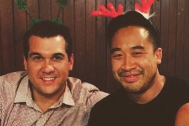 Michael Sukkar, left, with his good friend and sometime employee, Matt Pham.