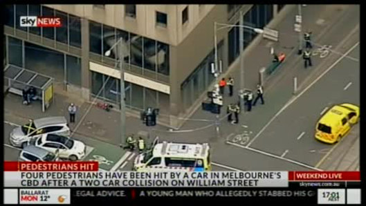 The scene where four pedestrians were injured in Melbourne's CBD.