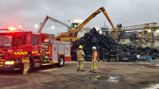 The blaze broke out at the recycling plant in the early hours of Monday morning. 