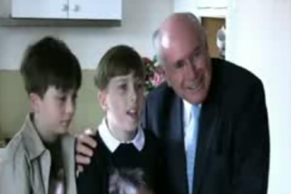 William and Daniel Clarke, aged 9 11 , meet then prime minister John Howard. 