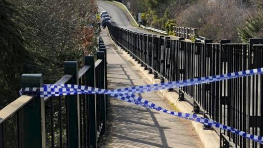 Police tape blocks Daylesford Lake, where a body was discovered on Monday.