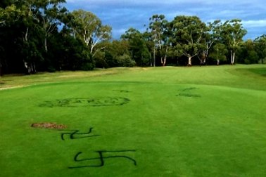 More graffiti on the greens.