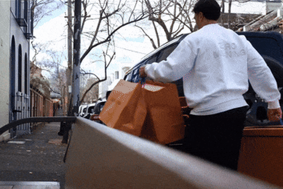 Joseph Suaalii takes his Louis Vuitton bags to his Defender in Surry Hills.