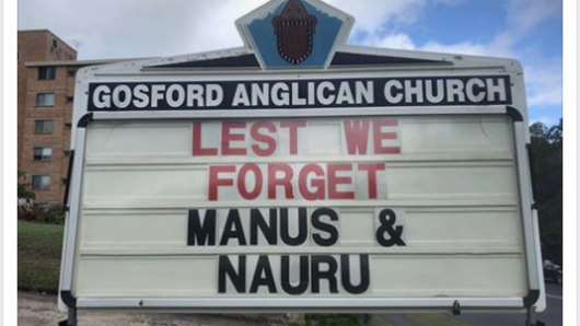 The Anzac Day message outside Gosford Anglican Church 