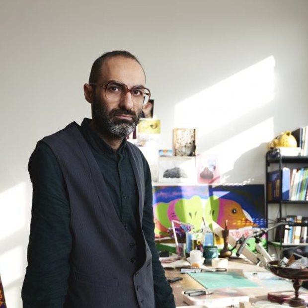 US-Iranian artist Iman Raad in his New York studio.
