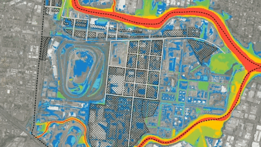 These maps showed the risk of flooding at Rosehill mini-city