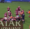 Wallabies and Lions fight during the third Test.