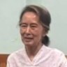 An image released by Myanmar state TV showed Suu Kyi in detention - but when it was taken is unknown. 