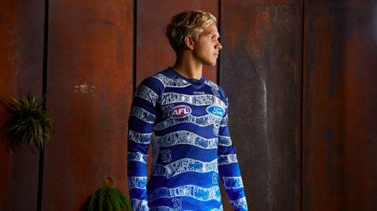 Geelong Football Club's Indigenous guernsey designed by Quinton Narkle. 