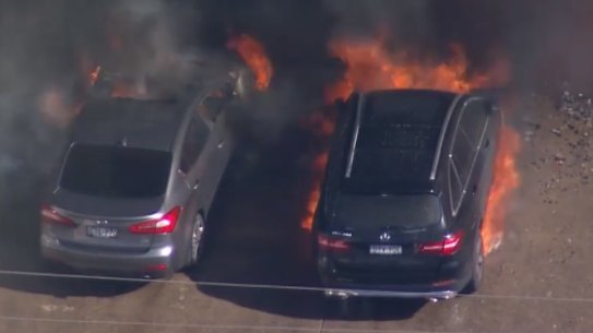 A fire in western Sydney has engulfed a factory, causing significant damage to two businesses.