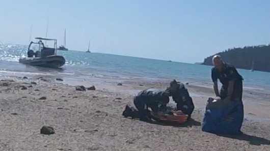 The girl was brought to a beach near Cid Harbour by the water police and loaded onto the RACQ CQ Rescue helicopter.