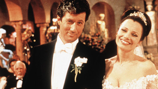 Happily ever after: Fran Drescher and Charles Shaughnessy in the wedding episode of The Nanny