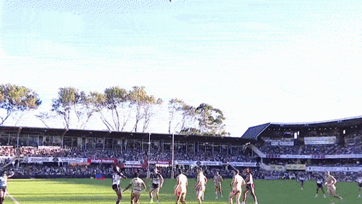 Eagle or Falcon? Jason Saab with his deliberate header.