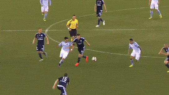 Tim Cahill scores a screamer for Melbourne City in the 2016 A-League derby against Melbourne Victory at Marvel Stadium.