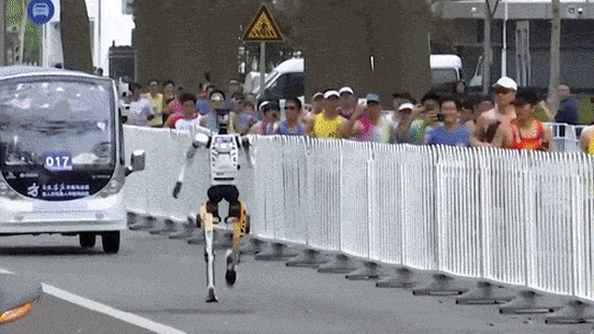 One of the robots that participated in the half mile marathon in Beijing.