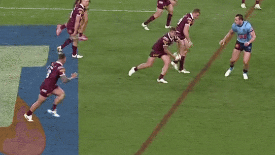 Liam Martin and Angus Crichton belting Queenslanders in 2024.