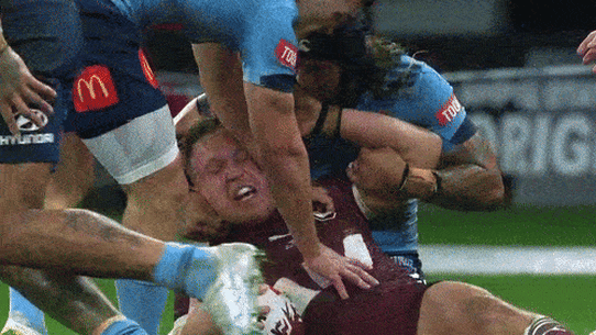 Jarome Luai is put on report for his tackle on Reuben Cotter.