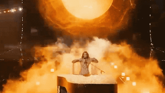 Delta Goodrem performs in the Eurovision grand final.