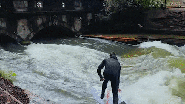 Eisbachwelle, or the “Eisbach wave” in Munich.
