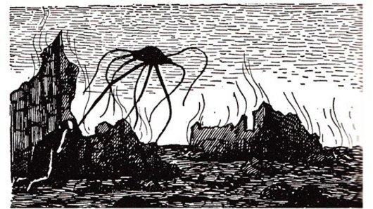 Edward Gorey martian illustration for H.G. Wells' The War of the Worlds.