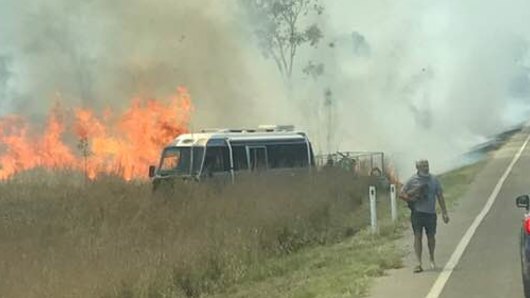 A minivan and trailer have been destroyed in a grass fire in Marlborough.