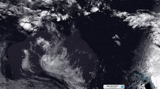Ash cloud over Queensland from volcano eruption near Tonga.
