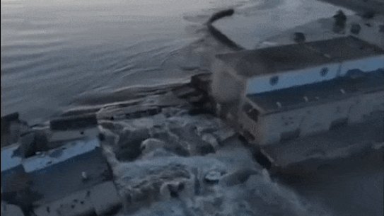 The damaged Kakhovka dam near Kherson, Ukraine.