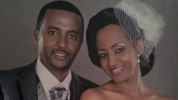 Daniel Tadese says immigration officials demanded DNA tests from him and his wife, Genet Abebe, over concerns they looked similar in this wedding photo. 
