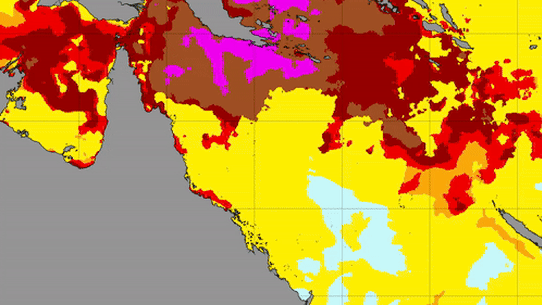  Coral bleaching threat level March to April.
