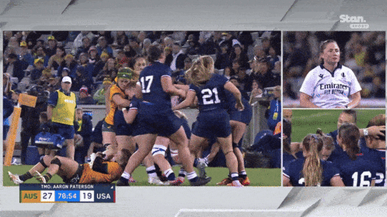 USA star Alev Kelter is sent off for stomping against Australia.
