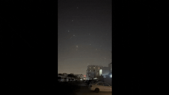 Missiles can be seen above the sky in Qatar.