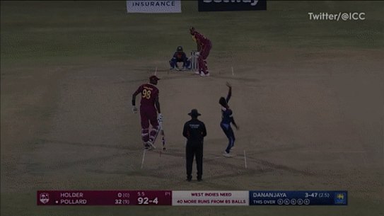 Kieron Pollard hits six sixes.