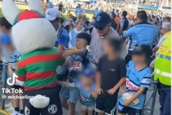 Flashpoint: The altercation between Reggie the Rabbit and a young Sharks fan.